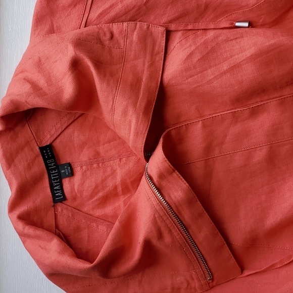Lafayette 148 New York Coral Lightweight Linen Cowl Neck Jacket 8 - Picture 7 of 7